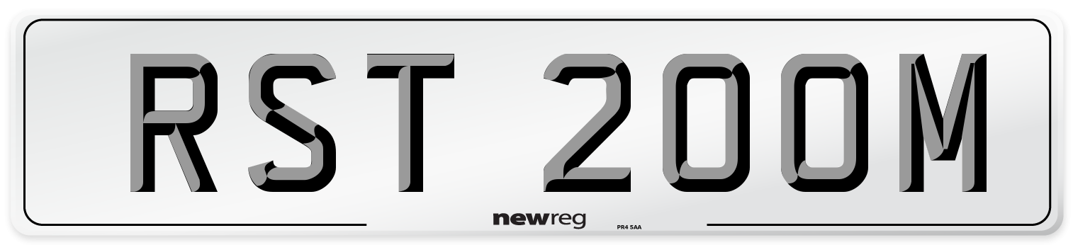 RST 200M Number Plate from New Reg